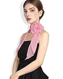 JENSVOIR Chiffon Scarf for Women, Dusty Pink Big Flower Removable Flower Neck Scarf Light Soft Fashion Rose Scarves Versatile Headband or Hair Band
