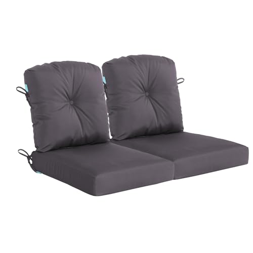 Image of QILLOWAY Outdoor Chair Cushion Set with Strings,Replacement Outdoor Cushions for Patio Furniture.(Dark Grey)-Sets of 2
