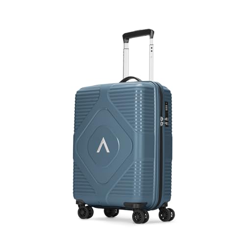 Image of Aristocrat Crystal Cabin Trolley Bag 55cm | Small Hard Luggage | 8-Wheel Suitcase for Travel | Combination Lock with Anti-Theft Zipper | Polypropylene | 3 Years International Warranty (Teal Blue)