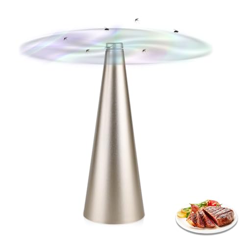 mizikuu Fly Fans for Tables PortableFly USB Powered Rechargeable Fan Repellent Fan Food Bug Fans for Restaurants Picnic BBQ Camping (Gold)