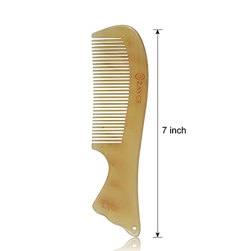 ZAYCB Horn Fine Tooth Comb - Anti-Static Hair Comb - Hair Styling Detangling Comb for Men, Women, and Kids - For All Hair Types
