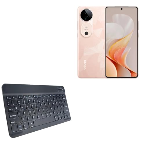 BoxWave Keyboard Compatible with vivo V50 - SlimKeys Bluetooth Keyboard, Portable Thin with Chiclet-Style Keys - Jet Black