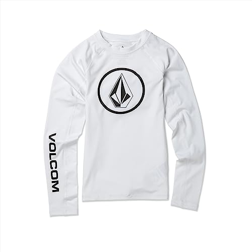 Camiseta de licra Volcom Boys manga larga contra rozaduras y sol UV 50+ blanca XL