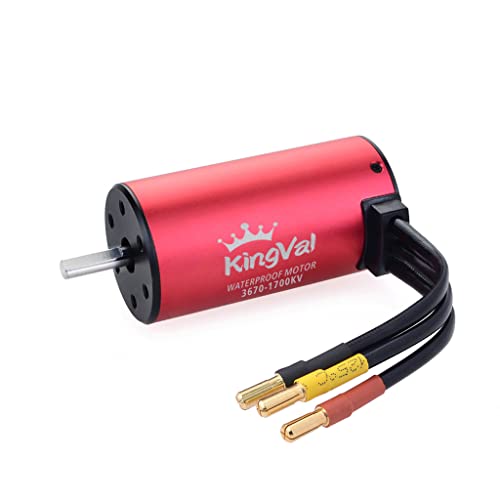 KingVal Replacement 3670 1700KV Waterproof Brushless Motor Shaft 5mm Compatible with 1/8 1/10 RC Car