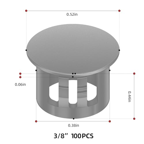 Image of 100PCS 3 /8 inch Grey Plastic Plugs Hole, Round PA66 Plug Furniture Hole Decorative Cover
