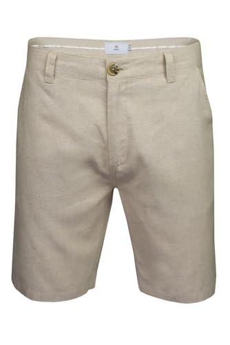 Xact Mens Linen 9 Inch Tailored Chino Shorts, Regular Fit (Sand (Linen)) 34