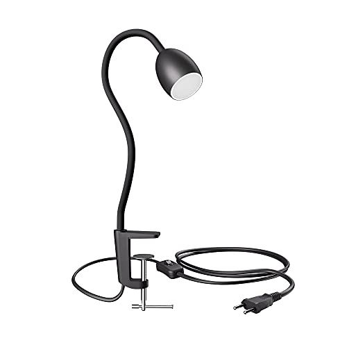ledscom.de Luce a morsetto GU10 KLUK con collo d'oca, nero incl. GU10, bianco caldo, 6,826W 630lm