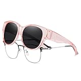HAOLOTA Fit Over Glasses Sunglasses for Women Polarized, Trendy Cat Eye Sunglasses Wear Over Glasses, UV Protection