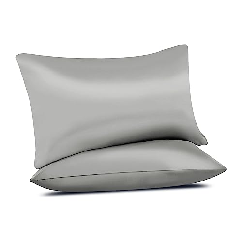 Pamposh Satin Silk Pillowcases For Hair And Skin 2 Pack Standard Size with Envelope Closure (2 Pcs Pillowcases (50 x 75 cm), Grey) - Image 3