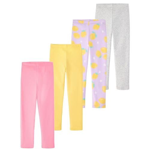 Garanimals Toddler Girl Lemons Leggings - Machine-Washable Kids Pants - Size 6T - Light Grey Purple Yellow Pink - 4 Pack Set