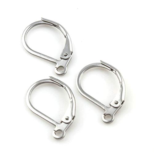 Perlin - 20 stainless steel 304 ear hooks stud earrings folding hook earrings ear closure lever back 16 mm M133 x2