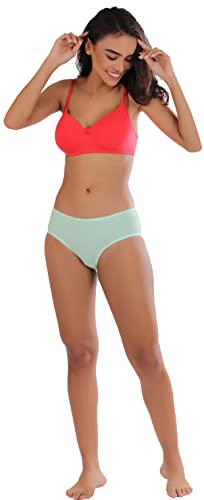 Image of Women's Mid Waist Hipster Panty with Long Lasting Elastane with Super Soft Cotton in Mint Green | ELGANTE VA-JJPM-YGRG