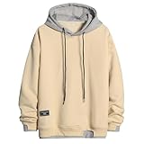 Hoodies for Men Y2k Boys Long Sleeve Color Block Drawstring Sweatshirt Baggy Casual Lightweight Fall Fashion Pullover