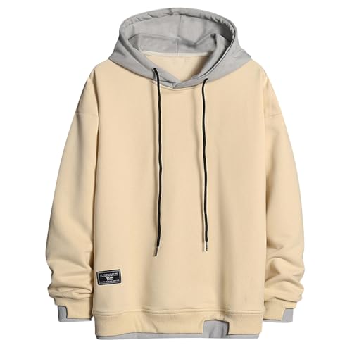 Hoodies for Men Y2k Boys Long Sleeve Color Block Drawstring Sweatshirt Baggy Casual Lightweight Fall Fashion Pullover