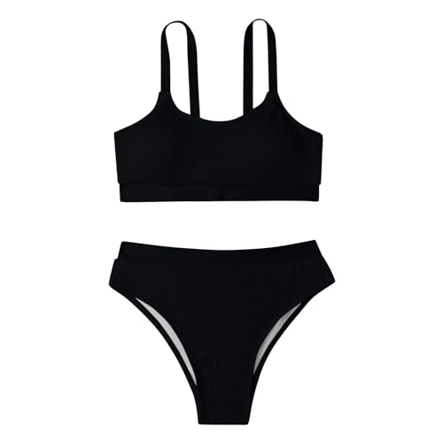 Braga Bikini Negro Talle Bikini para Mucho Pecho de Playa Sexy para Mujer Traje de Baño Playa Traje Baño Conjunto Bañador Talla Grande con Relleno (Black L)