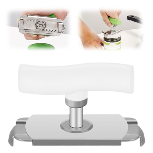 Dosenöffner aus Edelstahl, 2026 Neu Flaschenöffner für Senioren, Manuell Flaschenöffner, Einstellbarer Glasöffner Schraubdeckelöffner Deckelöffner Stainless Steel Jar Openers Küchen Gadgets (Weiß)