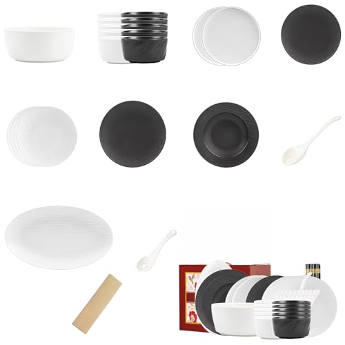 食器セット 高級食器セット お皿セット ボウル 皿 サラダボウル 箸 4/6/10/12人用 釉下彩 陶器 傷 摩耗 耐熱性 家庭用 電子レンジ 消毒器 食器洗い機 オーブン対応 祝いプレセント 結婚祝い 休日や日常使いに最適(42個)