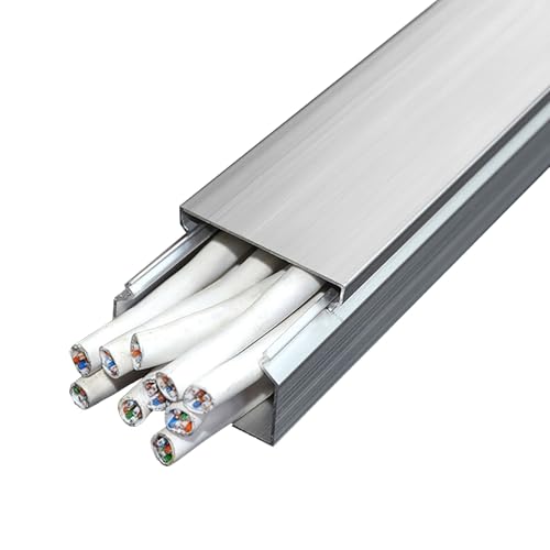 MLYAYE Large Wall/Floor Mounted Cable Organizer Raceway, Metal Household Corner Wire Protector Channel - Rectangle Non-Slip Safety Power Electric Cord Shield Cavity Troughs((1.18x0.59in) 30x15mm)