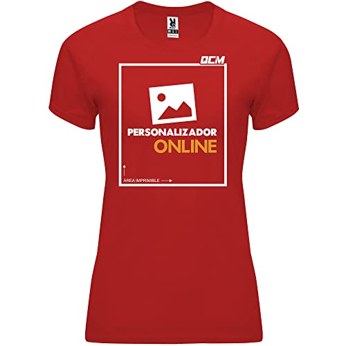 QCM · Camiseta Personalizable · Mujer · Manga Corta · Deporte · Impresión Directa (DTG) · ¡No es un Vinilo Impreso! Se Imprime Directamente sobre el Tejido! (M, Rojo)