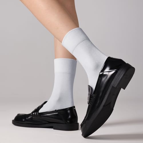 Image of ANDERE ARTE Womens Viscose Bamboo Crew Socks Casual Calf Dress Socks Soft Above Ankle Sock 3-5 Pairs