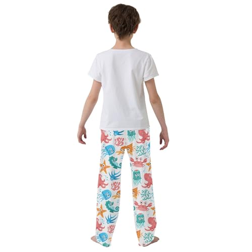 ZZXXB Lovely Octopus Crab Boys Long Pants Soft Trousers Elastic Waist Kids Lounge Bottoms with Pockets S-XL3