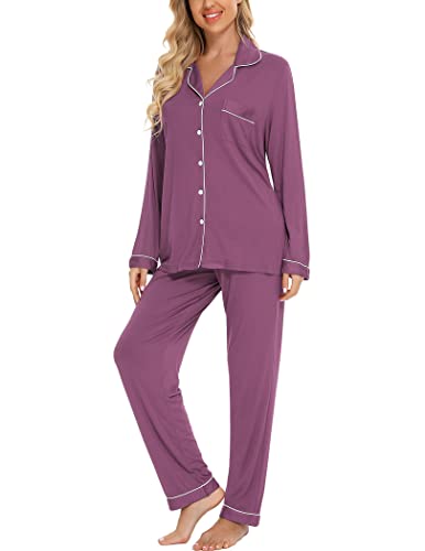 Pjmlifecoco Pajamas Set Long Sleeve Womens Button Down Sleepwear Two Piece Nightwear Soft Pj Lounge Sets S-XXL3