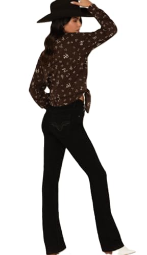 Rock & Roll Denim Women's Mid Rise Bootcut Jeans - Black - BW4MD053132