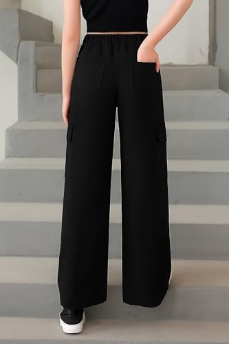 Image of ADBUCKS Stretchable High Rise Cargo Style Wide Leg Jeans for Girls II Girls Jeans