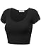 Black Womens Crop Tops with Short Sleeves Large Black