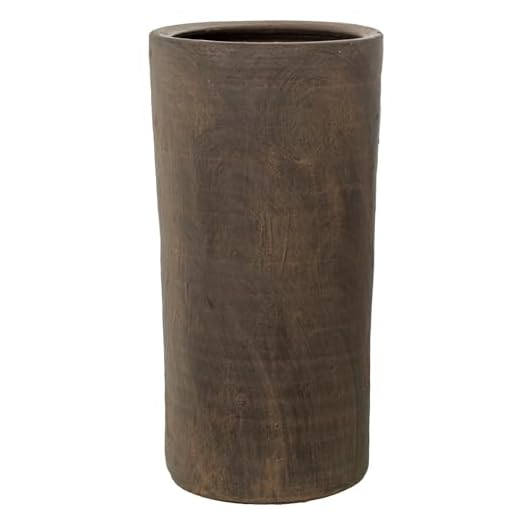 DRW Portaombrelli Rotondo in Ceramica in Marrone Scuro, Medidas: 24x24x48 cm