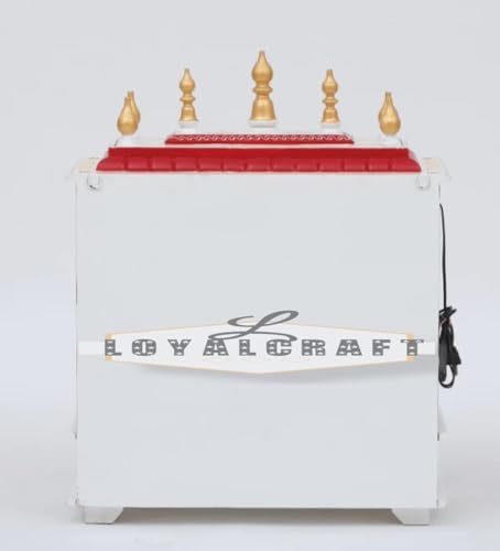 LOYALCRAFT Wooden Temple mandir/god Stand for/Pooja Stand/mandap/mandapam/Pooja mandir with Doors (Medium 18x12x24 WxDxH INCH, White Orange)