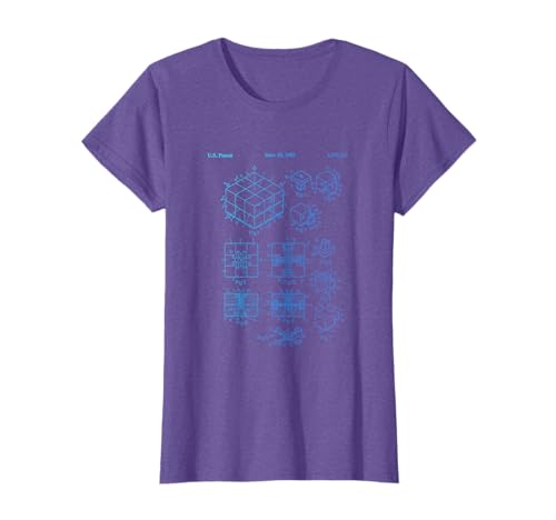 Image of Competitive Puzzle Cube Rubik Patent Speed Cubing Retro Math T-Shirt