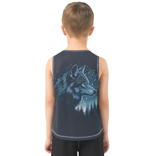 Boys Tank Top Shirts Forest Wolf Animal Sleeveless T-Shirts Crew Neck for Kids Clothing Children3
