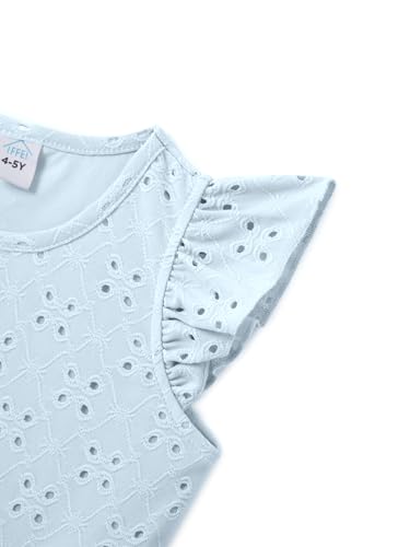 IFFEI Mommy and Me Matching Dresses Womens Eyelet Lace Ruffle Sleeve Midi Sundress for Casual Holiday Outfits3