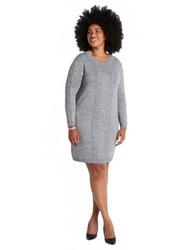 Afibel - Vestido de suéter corto de malla, gris, 54