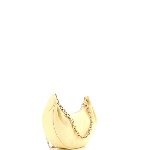 Pre-Loved Over The Moon Bag Bubblegram Leather, Yellow3