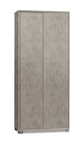 Salone Negozio Online Armario Multiusos de Dos Puertas correderas con baldas Beton Cemento 82x41x h190 cm