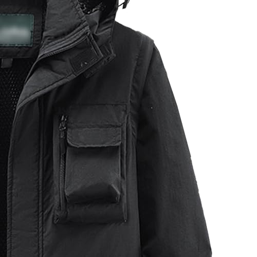 Men's Winter Work Waterproof Jacket Lightweight Cargo Multi Pocket Jackets Softshell Hooded Outdoor Windproof Coat3