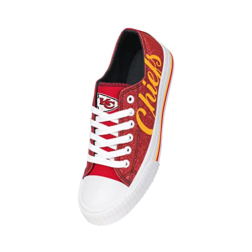 Image of FOCO Womens NFL Team Logo Ladies Fashion Color Glitter Low Top Canvas Sneakers Shoes