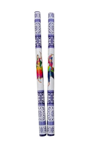 Image of BookMyCostume Wooden Raja Rani Dandiya Sticks | Traditional Seth Sethani Garba Sticks for Navratri & Dance | PVC Coated Wooden Dandiya (1 Pair - 2 Sticks) | Fancy Dress Accessory for Kids & Adults