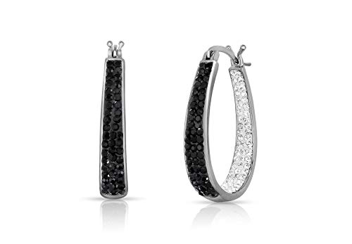 ARGENTO REALE inside out oval crystal Hoop earrings,Crystal Hoop Earrings for women3