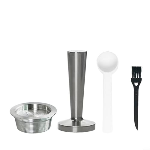 Zeroupshop Cápsulas de café recargables de acero inoxidable para A Modo Mio Jolie, cápsula reutilizable con cepillo de cuchara y prensador, taza de filtro de metal para una rica preparación de