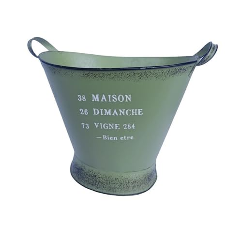 YUGSHNKFC Vintage beschichtetes Eisenbecken mit ergonomischen Griffen, rostfreier Pflanzenbehälter für Terrasse, Balkon, dekorativer Eisen-Pflanzgefäß für Pflanze