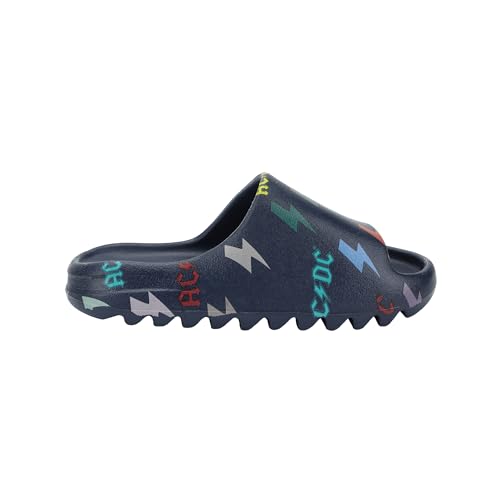 Bioworld ACDC Rainbow Thunderbolt Logos Men's Blue Slide Sandals4