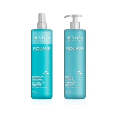REVLON PROFESSIONAL - Rutina Equave Champu Micelar Detox 485ml + Acondicionador sin aclarado 500ml, cabello norma a seco, enriquecido con queratina