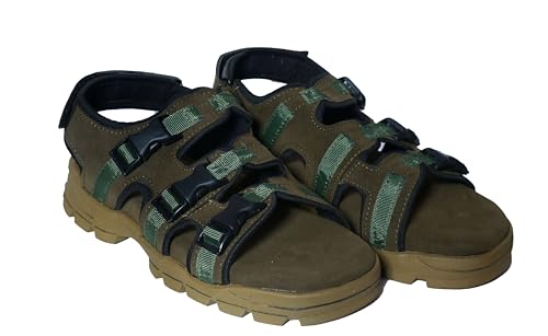 Image of Men's Suede Sports Sandals | Adjustable Strap Design | Lightweight Airmix Sole | Comfortable Sandals | Anti-Slip Casual Footwear | Olive-7