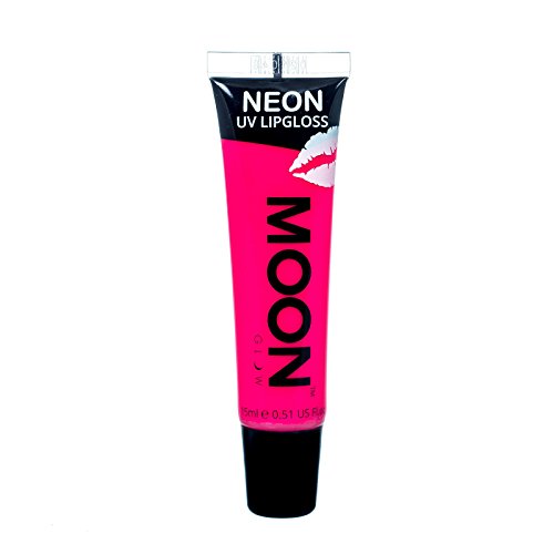 Moon Glow - Blacklight Neon Lip Gloss – 15ml Pink Raspberry – Scented and glows brightly under UV/Blacklight!