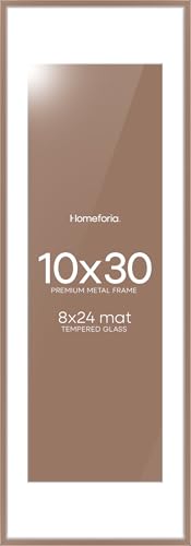 Image of Homeforia 10x30 Picture Frame Mocha, High End Metal 10x30 Poster Frames with Mat 8x24 inch Photo, 10 x 30 Mocha Frames Matted to 8 by 24 Print, 30x10 Panoramic Frames, Tempered Glass, Wall Kit, Set of 2