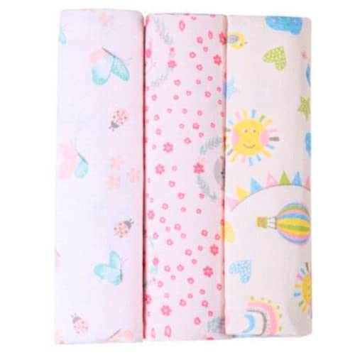 Kit 3 Cueiros Papi Flanelados 80x50cm Estampados Menina Rosa