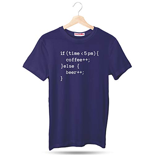 Image of DUDEME 5 Pm Coffee or Beer T-Shirt, 100% Cotton T-Shirts for Programmer, Coding, Developer, Software Mens, Round Neck T Shirts for Women, Half Sleeve Tshirt for Men